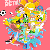 Estiu Actiu 21 Ajuntament de Mataró. Traditional illustration, and Design project by Kekucru - 05.11.2021