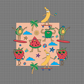 My project in Creative Character Design for Products course : The Summer Fruits Ein Projekt aus dem Bereich Traditionelle Illustration und Musterdesign von Abhi Habibi - 05.05.2021