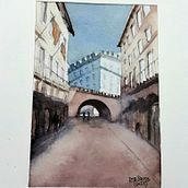 Mi Proyecto del curso: "EJEMPLO URBANO". Traditional illustration, Sketching, Drawing, Watercolor Painting, Architectural Illustration, and Sketchbook project by Dina Graciela Bairos - 05.14.2021