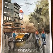 Mi Proyecto del curso: Paisajes urbanos en acuarela. Fine Arts, Watercolor Painting, and Architectural Illustration project by agusfrench - 05.13.2021
