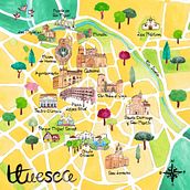 Plano ilustrado de Huesca: proyecto del curso Creación de mapas ilustrados. Un projet de Illustration traditionnelle, Dessin, Dessin artistique , et Design  de Cielo Entrena Fernández - 17.05.2021