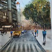 Mi Proyecto del curso: Paisajes urbanos en acuarela. Fine Arts, Watercolor Painting, and Architectural Illustration project by antoninamozas - 05.18.2021