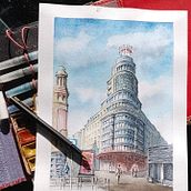 Dibujo arquitectónico con acuarela y tinta. Sketching, Drawing, Watercolor Painting, Architectural Illustration, Sketchbook & Ink Illustration project by Marcos Díaz - 05.20.2021