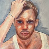 My first Artistic Portrait with Watercolors course. Fine Arts, Painting, Watercolor Painting, and Portrait Drawing project by Alfred Scholten - 05.24.2021