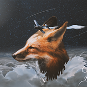 A Fox In the Clouds. Photograph, Post-production, Photo Retouching, Digital Photograph, Photographic Composition, and Photomontage project by David Volpini - 05.15.2021