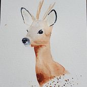 Roedeer in watercolour. Watercolor Painting project by Henrieke Wiebenga - 05.12.2021
