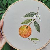 Bordado em brim - Laranja -. Embroider, Arts, Crafts, and Traditional illustration project by Isabel Carvalho - 05.25.2021