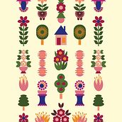 My Textile Pattern Design - Modern Folk Art. Product Design, Pattern Design, and Printing project by Frances - 05.26.2021