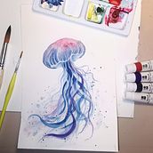 Trying watercolors. Ilustração tradicional projeto de Kim Špiljak - 25.05.2021