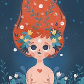 Sirena primavera. Een project van Traditionele illustratie, Ontwerp van personages, Redactionele illustratie y Kinderillustratie van Diana Vicedo - 28.05.2021