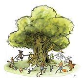The wise old town tree - ink and watercolor. Projekt z dziedziny Trad, c, jna ilustracja,  Malarstwo, Komiks, Animacja postaci, R, sunek ołówkiem, Stor, telling,  R, sunek art, st, czn, Ilustracje dla dzieci,  R, sunek atramentem, Ilustracja naturalist i czna użytkownika Mertens Guus - 22.03.2019