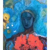 Reproduction of Girl with Poppies by Odilon Redon with soft pastels. Painting project by Marion - 05.28.2021