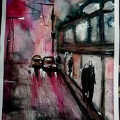 Mi Proyecto del curso: Noche lluviosa . Fine Arts, Watercolor Painting, Architectural Illustration, and Traditional illustration project by Victor Manuel Muñoz Guerra - 05.26.2021