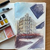 My project in Architectural Sketching with Watercolor and Ink course. Un proyecto de Bocetado, Dibujo, Pintura a la acuarela, Ilustración arquitectónica, Sketchbook e Ilustración con tinta de Amber Chang - 27.05.2021