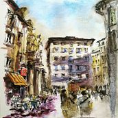 Piazza della Maddalena, Roma, ITALY, Ink and watercolor . % Giorgio Grimaldi tarafından hazırlanan Geleneksel illüstras, on, Mimarlık, Mürekkep İllüstras, onu, Sulubo, Ve a Resim projesi - 05.30.2021