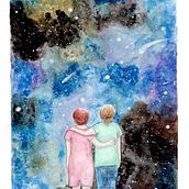 Mi Proyecto del curso "Técnicas modernas de acuarela": Madre e hija ante el infinito. Traditional illustration, Fine Arts, Painting, and Watercolor Painting project by inma_morcab - 05.31.2021
