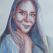 My project in Artistic Portrait with Watercolors course. Artes plásticas, Pintura, Pintura em aquarela, e Desenho de retrato projeto de Michele Andreoli - 01.06.2021