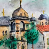 My project in Architectural Sketching with Watercolor and Ink course. Sketching, Drawing, Watercolor Painting, Architectural Illustration, Sketchbook & Ink Illustration project by Diana Kot - 06.01.2021