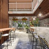 Diseño restaurante . Un proyecto de Arquitectura interior de Valeria Rojas - 01.02.2021
