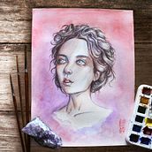 My project in Artistic Portrait with Watercolors course. Fine Arts, Painting, Watercolor Painting, and Portrait Drawing project by eevei - 06.02.2021
