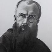 São Maximiliano Maria Kolbe - Meu projeto do curso: Retrato realista com lápis grafite. Ilustração tradicional, Artes plásticas, Esboçado, Desenho a lápis, Desenho, Desenho de retrato, Desenho realista, Desenho artístico, e Desenho anatômico projeto de andreluisphb - 01.06.2021