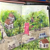 My project in Exploratory Sketchbook: Find Your Drawing Style course. Traditional illustration, Sketching, Creativit, Drawing, Watercolor Painting, Sketchbook, and Gouache Painting project by Min Lee - 06.09.2021