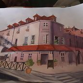 My project in Architectural Sketching with Watercolor and Ink course. Sketching, Drawing, Watercolor Painting, Architectural Illustration, Sketchbook & Ink Illustration project by Denise Martin - 06.03.2021