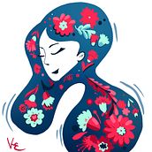 My project in Illustrated portraits with botanical elements course Ein Projekt aus dem Bereich Traditionelle Illustration, Digitale Illustration, Botanische Illustration und Digitale Zeichnung von Катя Карпова - 02.06.2021