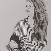 Mamá e hijo. Traditional illustration, Fine Arts, Sketching, Pencil Drawing, Drawing, Portrait Drawing, Realistic Drawing, Artistic Drawing, and Figure Drawing project by Jurgen Azofeifa - 06.06.2021