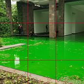 Fondation Beyeler, Bâle, Installation eaux vertes de Olafsson. Un proyecto de Arquitectura, Bocetado, Dibujo y Pintura a la acuarela de Michèle Voyer - 09.06.2021