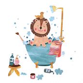 El baño de Leoncita. Traditional illustration, Collage, Editorial Design, Character Design, and Children's Illustration project by Lorena Alonso Sánchez - 04.01.2021