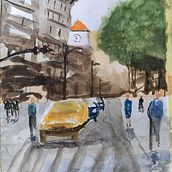 Mon projet du cours : Paysages urbains à l’aquarelle. Un projet de Beaux Arts, Aquarelle et Illustration architecturale de emilietaglang - 09.06.2021