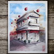 My project in Architectural Sketching with Watercolor and Ink course. Sketching, Drawing, Watercolor Painting, Architectural Illustration, Sketchbook & Ink Illustration project by eevei - 06.09.2021