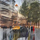 Meu projeto do curso: Paisagens urbanas em aquarela. Fine Arts, Watercolor Painting, and Architectural Illustration project by alecsandergm - 06.03.2021