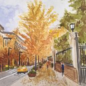  Paisajes urbanos en acuarela: Gran Vía de Granada. Un proyecto de Bellas Artes, Pintura a la acuarela e Ilustración arquitectónica de Celia Ruiz Bernal - 11.06.2021