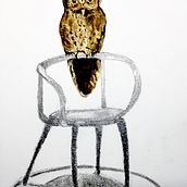 Mi Proyecto del curso: Una lechuza parada en una silla. Un proyecto de Ilustración tradicional, Pintura a la acuarela, Dibujo realista e Ilustración naturalista				 de Patricia de Buen - 13.06.2021