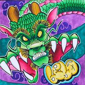 New school Dragon. Painting, and Traditional illustration project by Marcello Silva - 06.13.2021