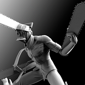 Chainsawman fanart. 3D, Character Design, Sculpture, Comic, 3D Modeling, 3D Character Design, 3D Design, Art To, s, and Manga project by Mario Arias Mena - 06.14.2021