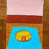 Desenho criativo com giz pastel oleoso - zafu no tapete de yoga. Traditional illustration, Fine Arts, Pencil Drawing, and Drawing project by Viviane Delvaux Carneiro - 06.16.2021