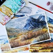 Tres Paisajes Escandinavos en Acuarela | Three Scandinavian Landscapes in Watercolor. Un proyecto de Ilustración tradicional, Bellas Artes, Paisajismo, Pintura a la acuarela, Pintura, Fotografía para Instagram, Instagram, Fotografía con móviles, Fotografía Lifest, le y Fotografía de Vera Zhurbá - 16.06.2021