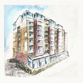 My project in Architectural Sketching with Watercolor and Ink course. Sketching, Drawing, Watercolor Painting, Architectural Illustration, Sketchbook & Ink Illustration project by Enoch Smith - 06.13.2021