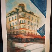 My project in Architectural Sketching with Watercolor and Ink course. Sketching, Drawing, Watercolor Painting, Architectural Illustration, Sketchbook & Ink Illustration project by Gulbutta Yusufbekova - 06.14.2021