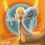 The Goddess of the Sun. Traditional illustration, and Graphic Design project by Yana-Gergana Zhelyazkova - 06.15.2021