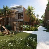 Condomínio de 16 casas na praia, certificado pelo HQE . Een project van Architectuur van Mariana Crego - 19.06.2021
