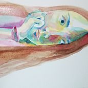 My project in Artistic Portrait with Watercolors course. Fine Arts, Painting, Watercolor Painting, and Portrait Drawing project by Dinara Muminova - 06.18.2021