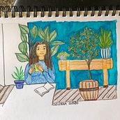 Self Portrait - My project in Exploratory Sketchbook: Find Your Drawing Style course. Traditional illustration, Sketching, Creativit, Drawing, Watercolor Painting, Sketchbook, and Gouache Painting project by Delonna Gibbs - 06.20.2021
