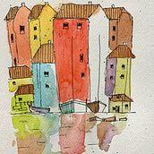My project in Watercolor Travel Journal course. Ilustração tradicional, Pintura em aquarela, Ilustração arquitetônica, e Sketchbook projeto de Kamontip Suaysuwan - 21.06.2021