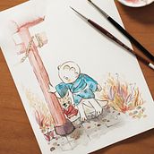 Acuarela con influencia japonesa. Un progetto di Illustrazione tradizionale, Disegno e Pittura ad acquerello di Carlos Méndez - 17.06.2021