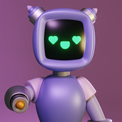 Robot Girl 💜. Motion Graphics, Character Design, Product Design, and 3D Modeling project by Joan Rojas - 06.23.2021