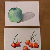 Watercolour paintings of fruit and leaves. Un proyecto de Pintura de happy_lou - 24.06.2021